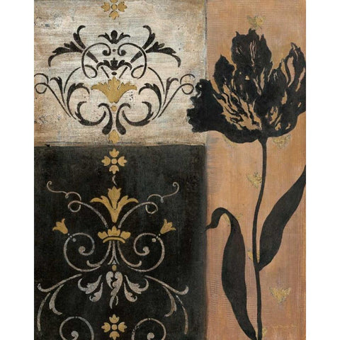 Tulip Silhouette Gold Ornate Wood Framed Art Print with Double Matting by Tava Studios