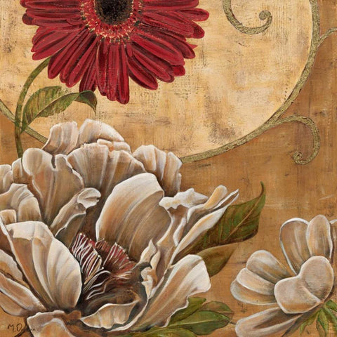 Floral Aura I White Modern Wood Framed Art Print with Double Matting by Donovan, Maria