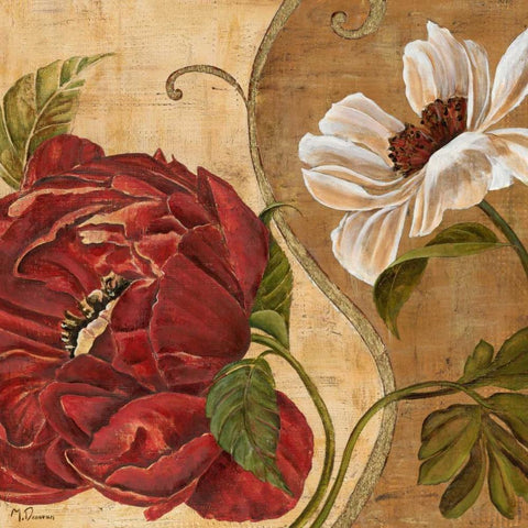 Floral Aura II Gold Ornate Wood Framed Art Print with Double Matting by Donovan, Maria