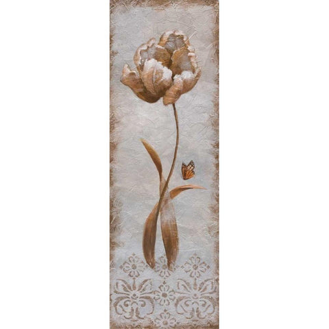 Tulip and Butterfly II Gold Ornate Wood Framed Art Print with Double Matting by Nan