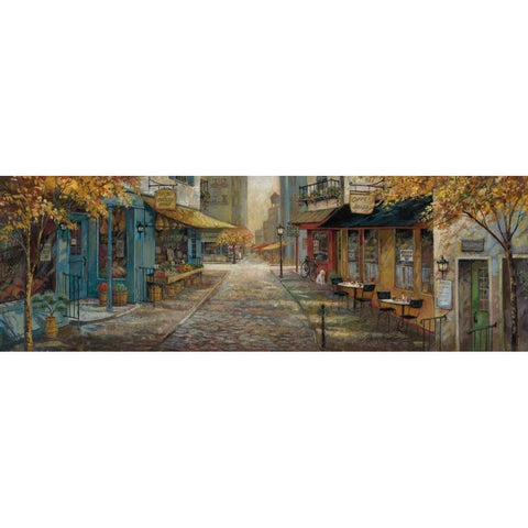Embracing City Charm Black Modern Wood Framed Art Print with Double Matting by Manning, Ruane