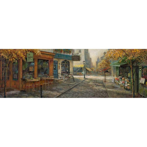 Quaint City Nostalgia Black Modern Wood Framed Art Print with Double Matting by Manning, Ruane