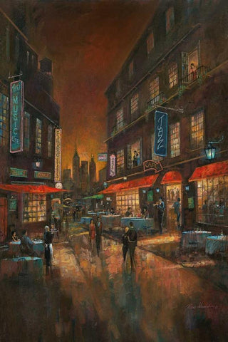 The Music Club Black Ornate Wood Framed Art Print with Double Matting by Manning, Ruane