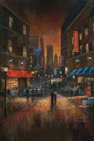 The Blues Club Black Ornate Wood Framed Art Print with Double Matting by Manning, Ruane