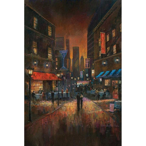 The Blues Club Black Modern Wood Framed Art Print by Manning, Ruane