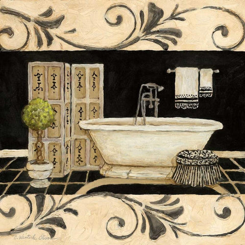 Ebony and Ivory Bath I Black Modern Wood Framed Art Print by Olson, Charlene