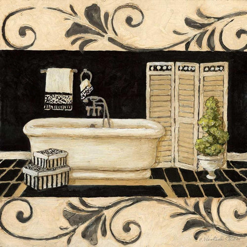 Ebony and Ivory Bath II White Modern Wood Framed Art Print by Olson, Charlene
