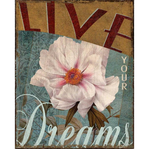 Live Your Dreams Gold Ornate Wood Framed Art Print with Double Matting by Donovan, Kelly