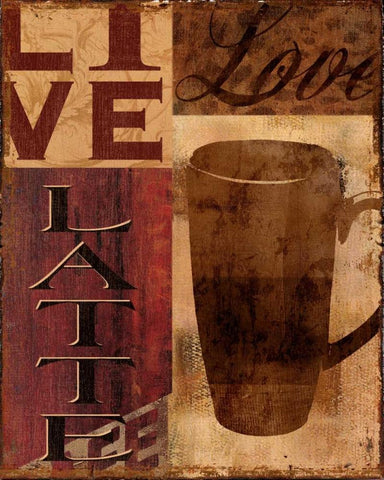 Live Love Latte Black Ornate Wood Framed Art Print with Double Matting by Donovan, Kelly