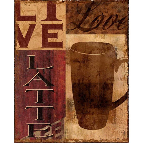 Live Love Latte White Modern Wood Framed Art Print by Donovan, Kelly