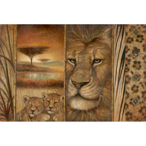 Africas Tapestry White Modern Wood Framed Art Print by Manning, Ruane