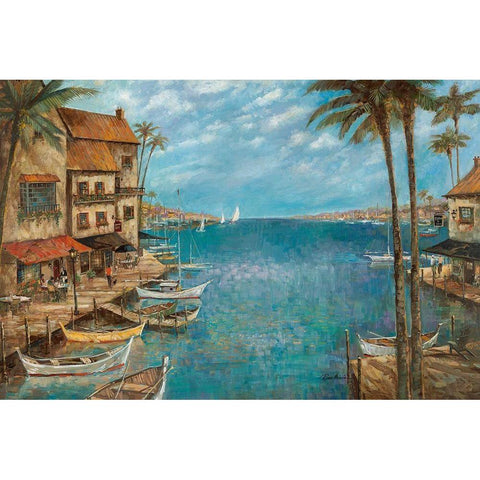 Mediterranean Splendor Black Modern Wood Framed Art Print with Double Matting by Manning, Ruane