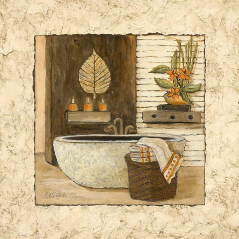 Feng Shui Bath I Gold Ornate Wood Framed Art Print with Double Matting by Olson, Charlene