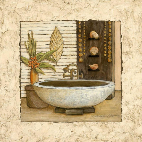 Feng Shui Bath II Black Modern Wood Framed Art Print by Olson, Charlene