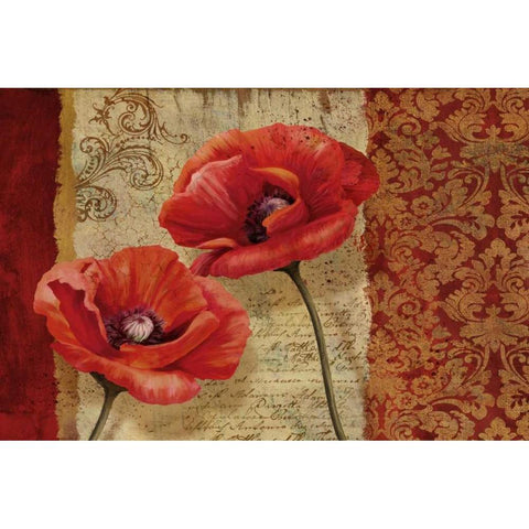 Poppy Flourish White Modern Wood Framed Art Print by Knutsen, Conrad
