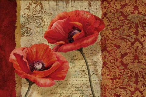 Poppy Flourish White Modern Wood Framed Art Print with Double Matting by Knutsen, Conrad