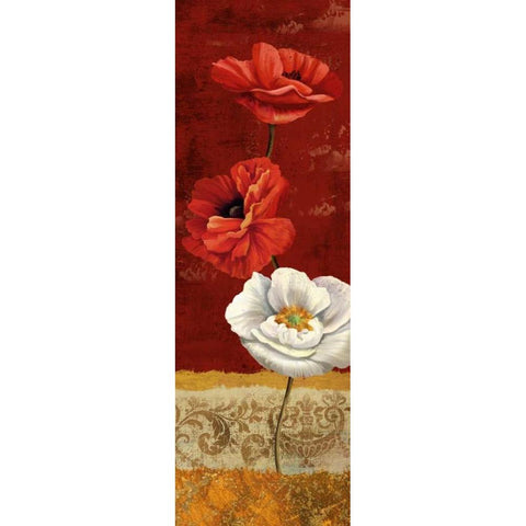 Poppy Gestures I White Modern Wood Framed Art Print by Knutsen, Conrad