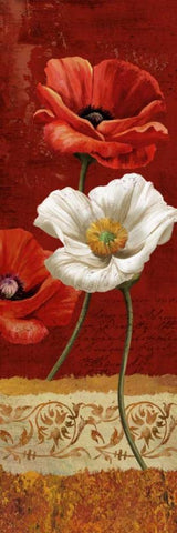 Poppy Gestures II White Modern Wood Framed Art Print with Double Matting by Knutsen, Conrad