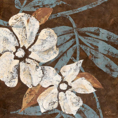 Flowers on Chocolate I Black Ornate Wood Framed Art Print with Double Matting by Donovan, Maria