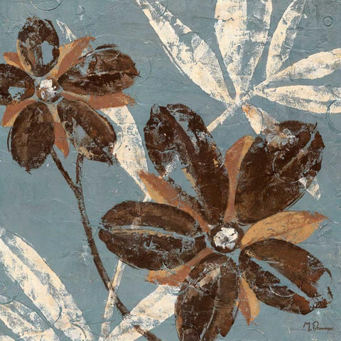 Flowers on Denim III White Modern Wood Framed Art Print with Double Matting by Donovan, Maria