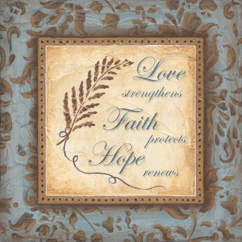 Love Faith Hope White Modern Wood Framed Art Print by Tava Studios