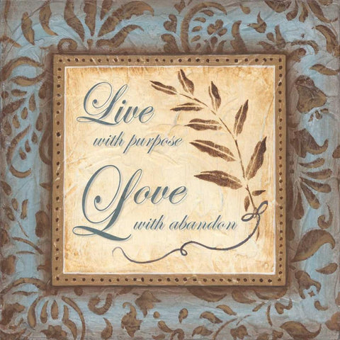 Live Love Gold Ornate Wood Framed Art Print with Double Matting by Tava Studios