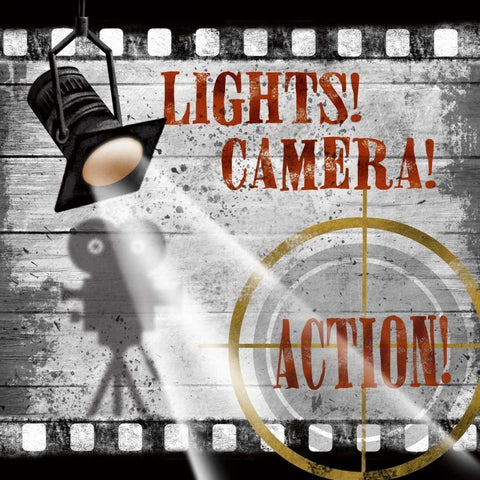 Lights-Camera White Modern Wood Framed Art Print by Knutsen, Conrad