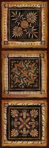 Folk Art Panel I Black Ornate Wood Framed Art Print with Double Matting by Tava Studios