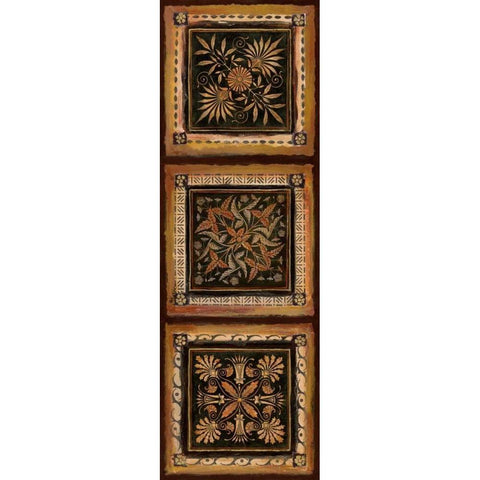 Folk Art Panel I Gold Ornate Wood Framed Art Print with Double Matting by Tava Studios