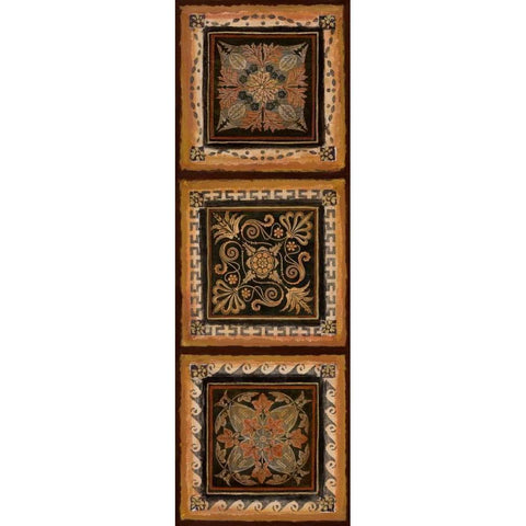 Folk Art Panel II Gold Ornate Wood Framed Art Print with Double Matting by Tava Studios