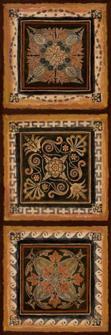 Folk Art Panel II Black Ornate Wood Framed Art Print with Double Matting by Tava Studios