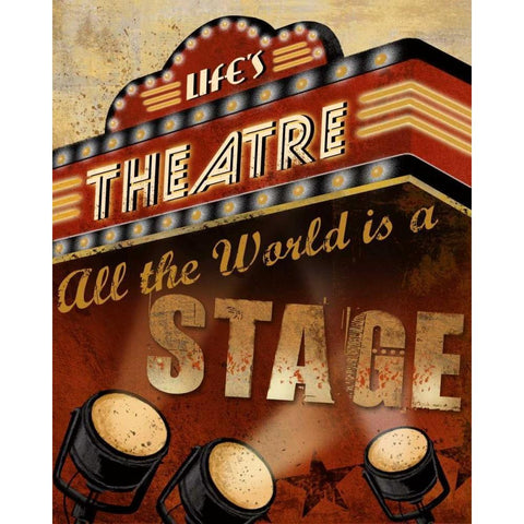 Lifes Theatre Gold Ornate Wood Framed Art Print with Double Matting by Knutsen, Conrad