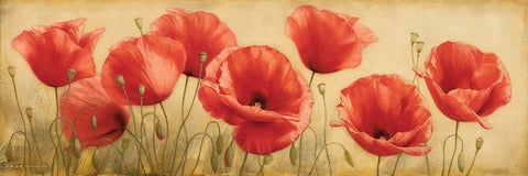 Poppies Grace I Black Ornate Wood Framed Art Print with Double Matting by Levashov, Igor