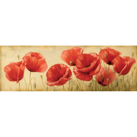 Poppies Grace II Gold Ornate Wood Framed Art Print with Double Matting by Levashov, Igor