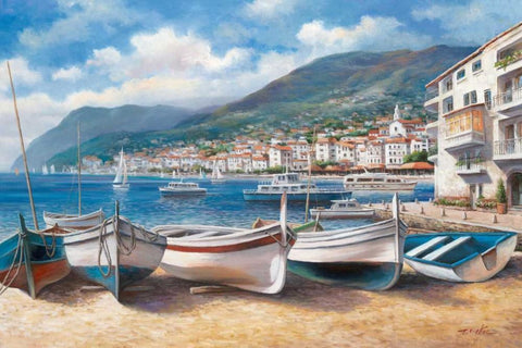 Bella Mattina II White Modern Wood Framed Art Print with Double Matting by Chiu, T.C.
