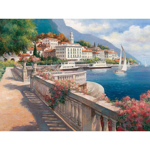 Lago di Como I Black Modern Wood Framed Art Print with Double Matting by Chiu, T.C.