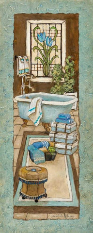 Bain de Blue I White Modern Wood Framed Art Print with Double Matting by Olson, Charlene