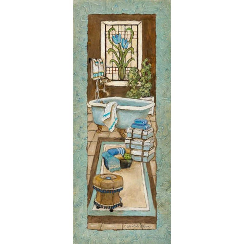 Bain de Blue I Black Modern Wood Framed Art Print with Double Matting by Olson, Charlene