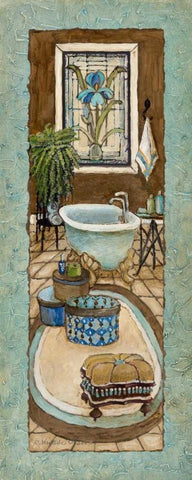 Bain de Blue II Black Ornate Wood Framed Art Print with Double Matting by Olson, Charlene