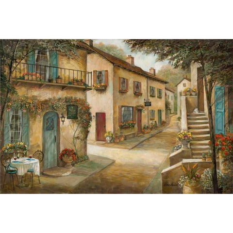 Village Charm and Black Modern Wood Framed Art Print with Double Matting by Manning, Ruane