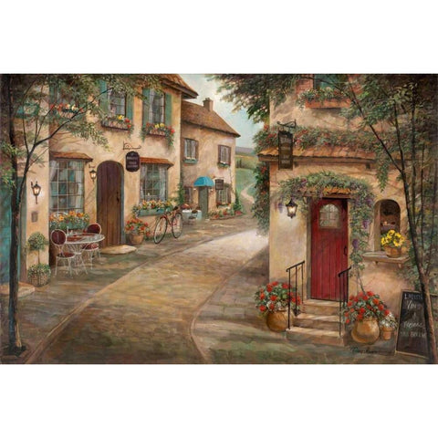 Quaint Cafe Gold Ornate Wood Framed Art Print with Double Matting by Manning, Ruane