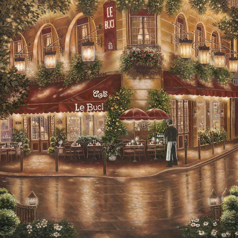 Cafe le Buci Gold Ornate Wood Framed Art Print with Double Matting by Brown, Betsy