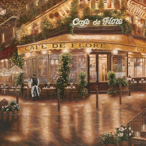 Cafe de Flore White Modern Wood Framed Art Print with Double Matting by Brown, Betsy