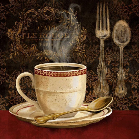 Cafe Rouge Gold Ornate Wood Framed Art Print with Double Matting by Knutsen, Conrad
