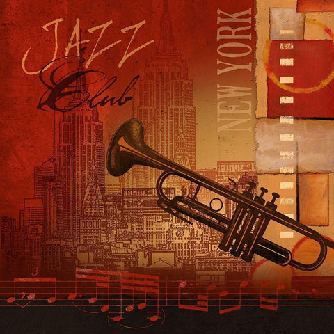 Jazz Club Black Modern Wood Framed Art Print with Double Matting by Knutsen, Conrad