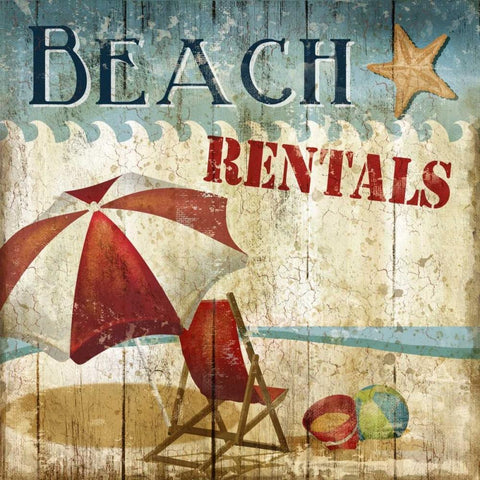 Beach Rentals Black Modern Wood Framed Art Print with Double Matting by Knutsen, Conrad