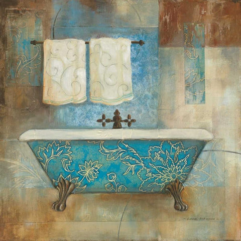 Aqua Spa I Black Ornate Wood Framed Art Print with Double Matting by Robinson, Carol