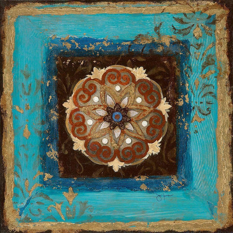 Exotic Medallion II White Modern Wood Framed Art Print by Tava Studios