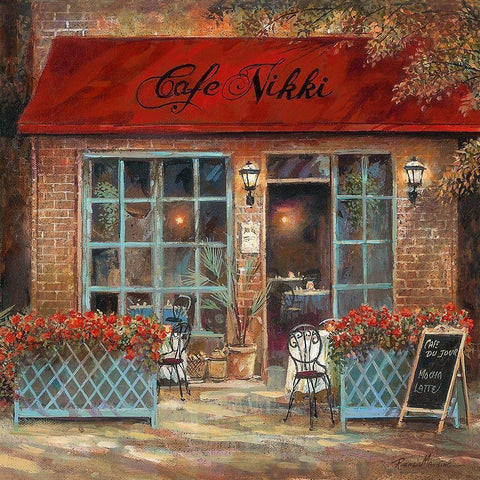 Cafe Nikki White Modern Wood Framed Art Print by Manning, Ruane