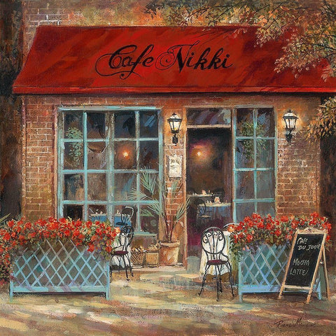 Cafe Nikki Black Ornate Wood Framed Art Print with Double Matting by Manning, Ruane